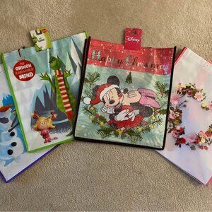 NEW - 4 Pcs Christmas Tote Bags, Holiday Reusable Shopping Bags